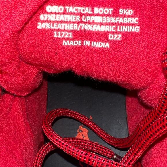 POLO RALPH LAUREN Oslo Tactical‎ Boot Black Suede Leather with Red Buffalo Check - Picture 9 of 12